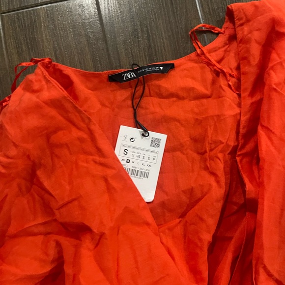 Zara orange embroidery wrapped romance dress - Picture 7 of 15